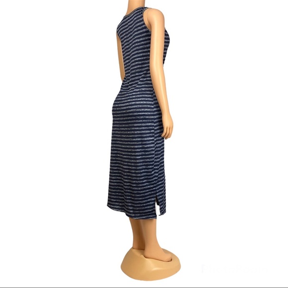 Women's Summer Sleeveless Striped Casual Navy blue Long Dress - Picture 3 of 6